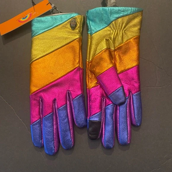 KURT GEIGER LONDON Rainbow Leather Gloves - Picture 3 of 10